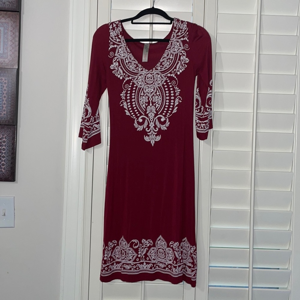 Red Jersey boutique purchased dress. Beautiful details